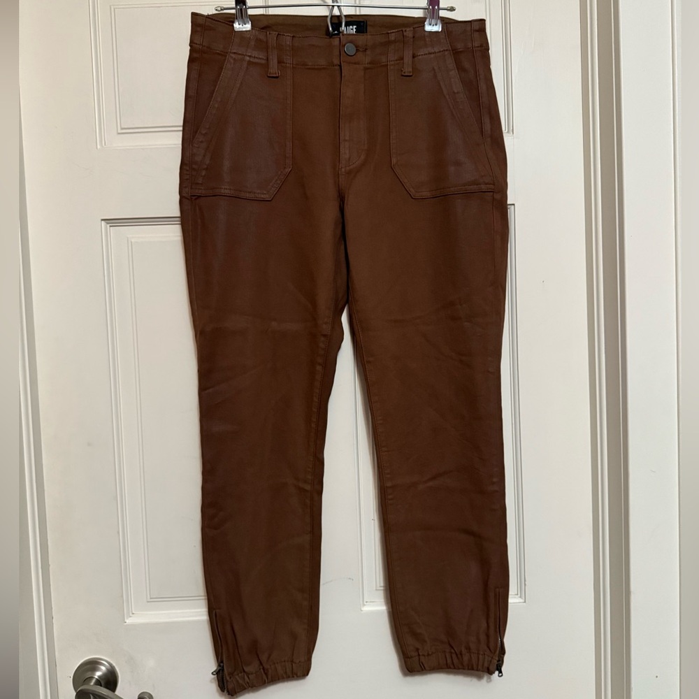 PAIGE Mayslie Brown Coated Joggers